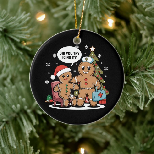 Pepparkaksgubben Julsjuksköterska försökte du fira Julgransprydnad Keramik (Träd)