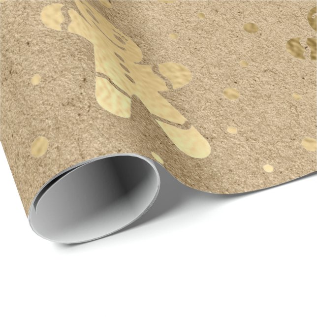 Pepparkaksgubben Kraft Joy i Guld, jul, nyår Presentpapper (Rullad Hörn)