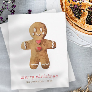 Pepparkaksgubben Modern Cute Watercolor Julkort