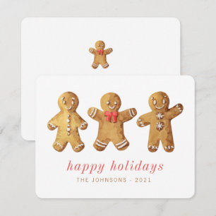 Pepparkaksgubben Modern Cute Watercolor Julkort
