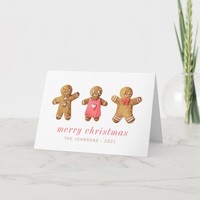 Pepparkaksgubben Modern Cute Watercolor Kort (Framsida)