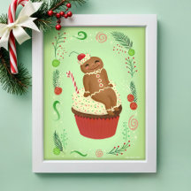 Pepparkaksgubben om Festive Cupcoa Art-utskrift