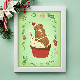 Pepparkaksgubben om Festive Cupcoa Art-utskrift Poster