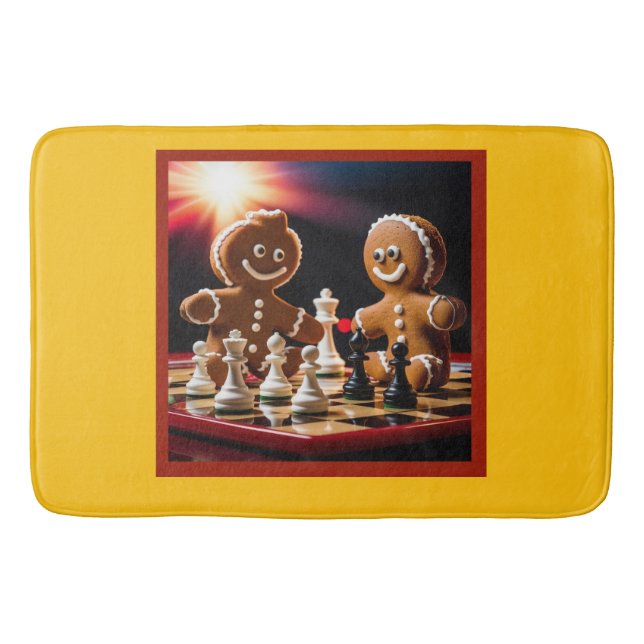 Pepparkaksgubben spelar schack med sin syster badrumsmatta (Framsidan)