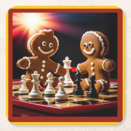 Pepparkaksgubben spelar schack med sin syster underlägg papper kvadrat