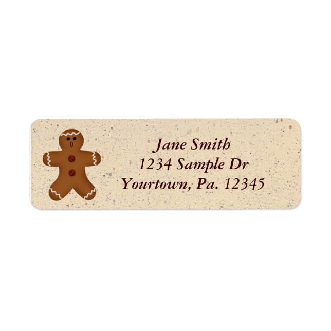 Pepparkaksgubbens adressetikett returadress etikett (Framsidan)