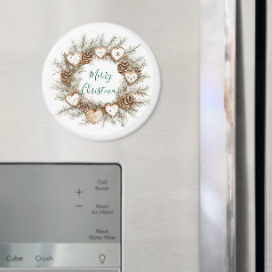 Pepparkakshjärta Tallkottar Krans Jul Magnet