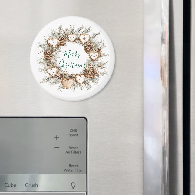 Pepparkakshjärta Tallkottar Krans Jul Magnet (In Situ (Fridge))