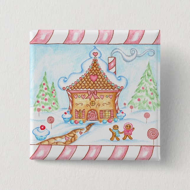 Pepparkakshjärthusknapp Knapp (Framsida)