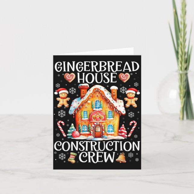 Pepparkakshus Byggande Besättning Bakande Jul Kort (Framsida)