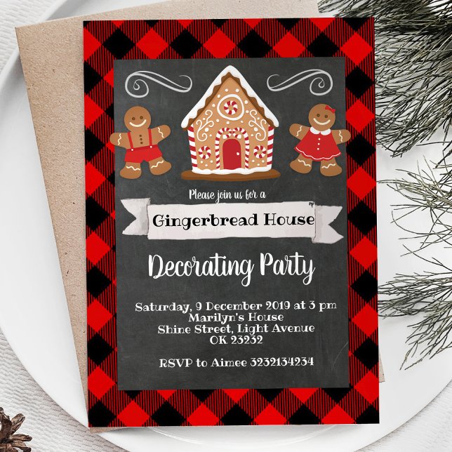 Pepparkakshus dekorationsfest inbjudan (Skapare uppladdad)