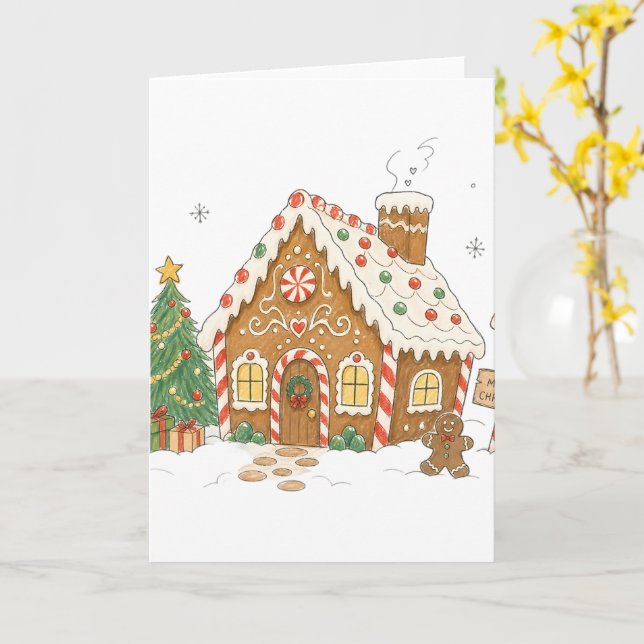Pepparkakshus för älskare av högbakning kort (Gul blomma)