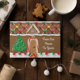 Pepparkakshus från vårt hus till ditt julfirande kort