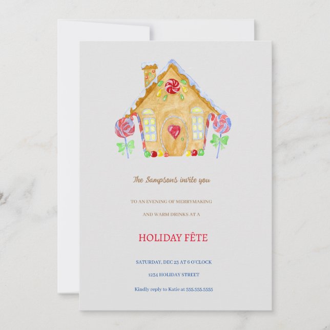 Pepparkakshus Julfest Inbjudningar (Framsida)