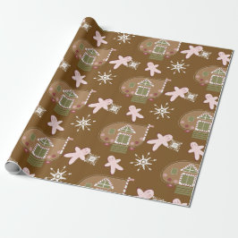 Pepparkakshus kakor rosa snöflingor  presentpapper