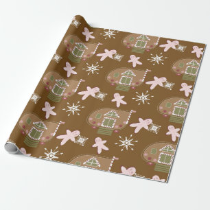 Pepparkakshus kakor rosa snöflingor presentpapper