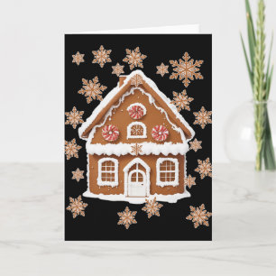 Pepparkakshus och snöflingor Sött jul Kort