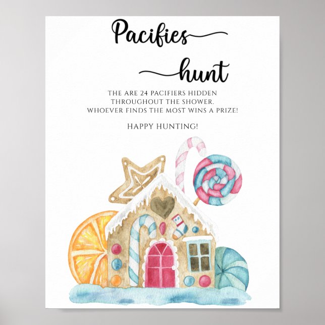 Pepparkakshus - sökandet efter napp baby shower sp poster (Framsidan)