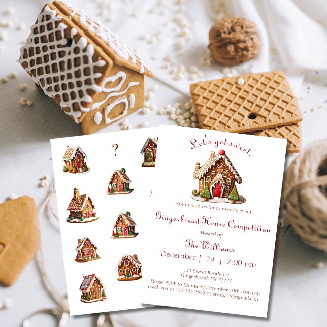 Pepparkakshus Tävling Fest Inbjudan (Get your Gingerbread House Contest invitation now and invite your guests! Order yours now!)