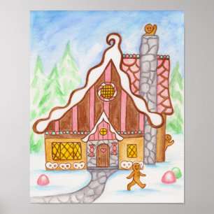 Pepparkakshus Vinkande Pepparkaksaffisch Poster