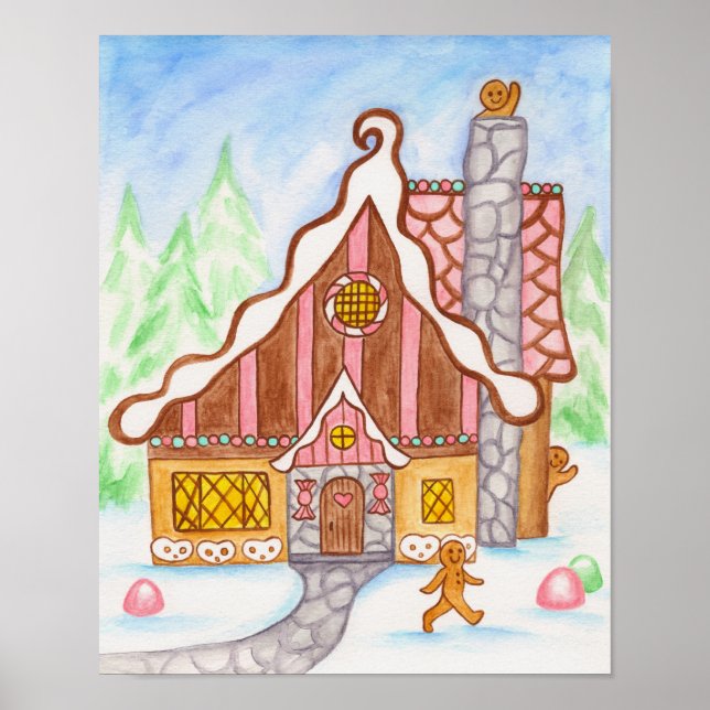 Pepparkakshus Vinkande Pepparkaksaffisch Poster (Framsidan)
