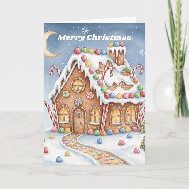 Pepparkakshus Vinterlandet Jul Helgkort (Framsida)