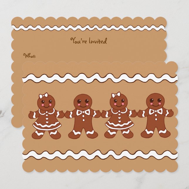 Pepparkaksinbjudningar Inbjudningar (Fram/baksida)