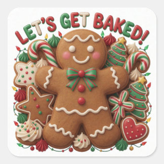 Pepparkaksjulbakery Julslöjd Sötma Fyrkantigt Klistermärke