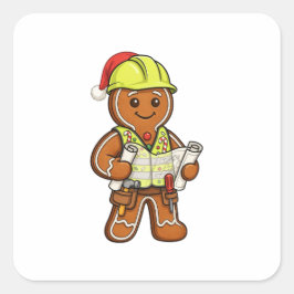 Pepparkakskonstruktionsarbetare jul 2026 fyrkantigt klistermärke