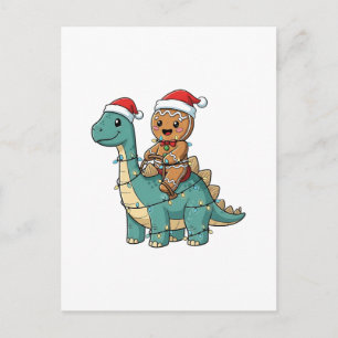 Pepparkakskridande på en dinosaurie jul tomte inbjudan vykort