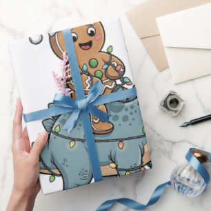 Pepparkakskridande på en dinosaurie jul tomte presentpapper