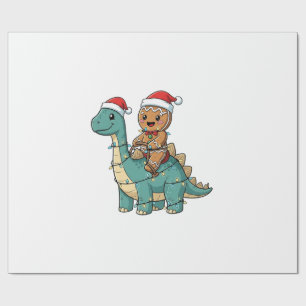 Pepparkakskridande på en dinosaurie jul tomte  presentpapper