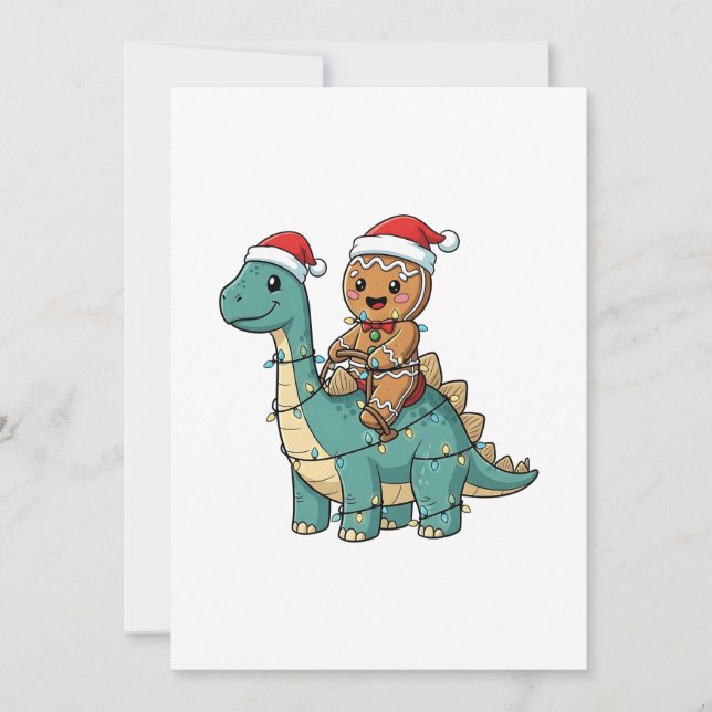 Pepparkakskridande på en dinosaurie jul tomte  spara datumet (Framsida)