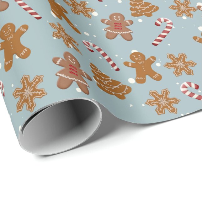Pepparkakslinser Snöflingor och sockertoppar Presentpapper (Rullad Hörn)