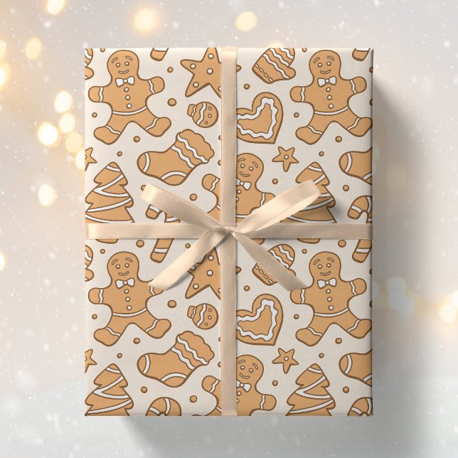 Pepparkaksmandekakor Neutral jul beige Presentpapper (Skapare uppladdad)