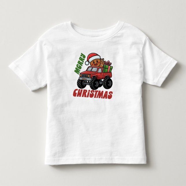 Pepparkaksmerry Christmas Lastbil T Shirt (Framsida)