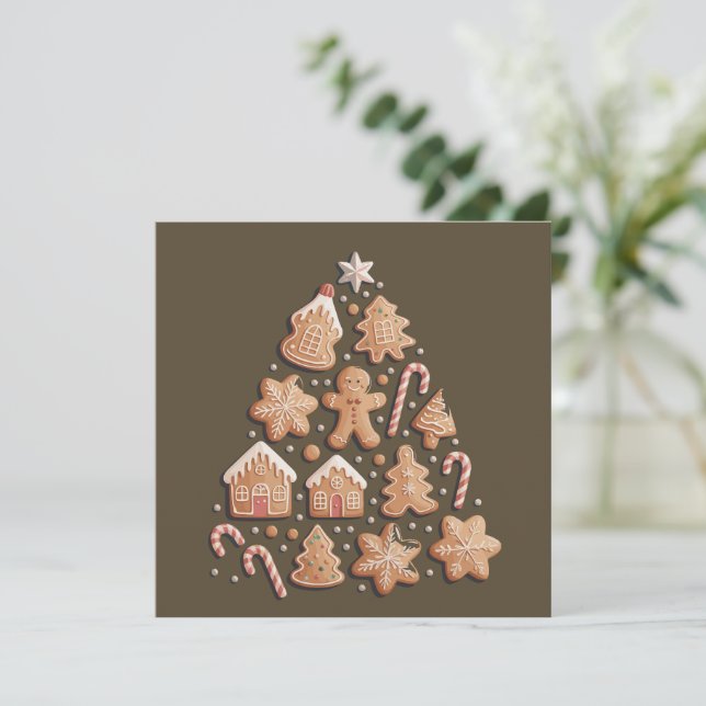 Pepparkaksöt julgran vinterbagare julkort (Stående Fram)