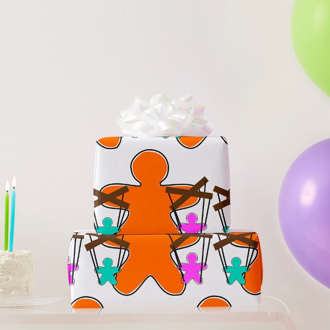 Pepparkakspuppetsmästare som kontrollerar karaktär presentpapper (Skapare uppladdad)