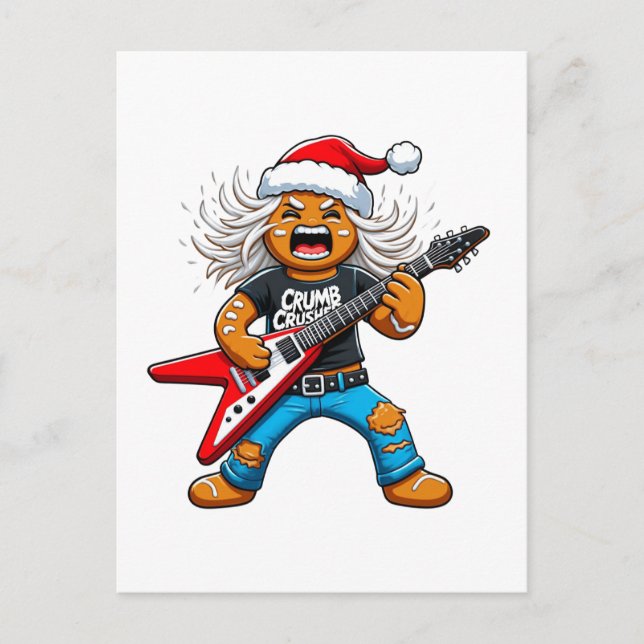 Pepparkaksrockgitarr jul 2026 högtid  helg vykort (Framsida)