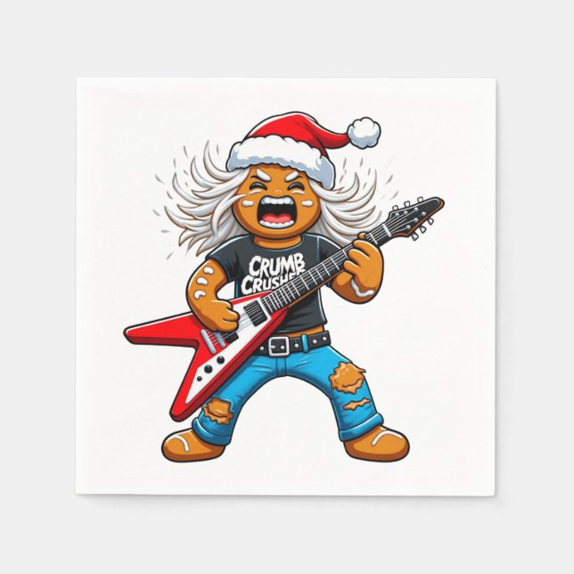 Pepparkaksrockgitarr jul 2026 högtid  pappersservett (Framsidan)