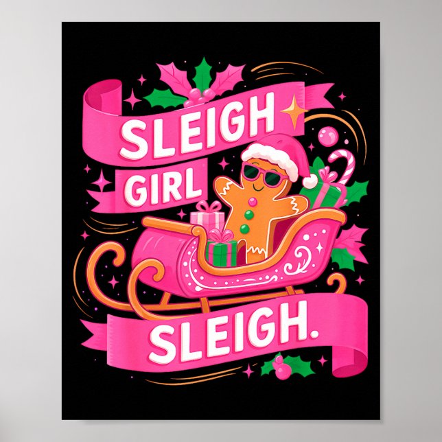 Pepparkakssläde Flicka Nk Rolig Jul Kvinnor G Poster (Framsidan)