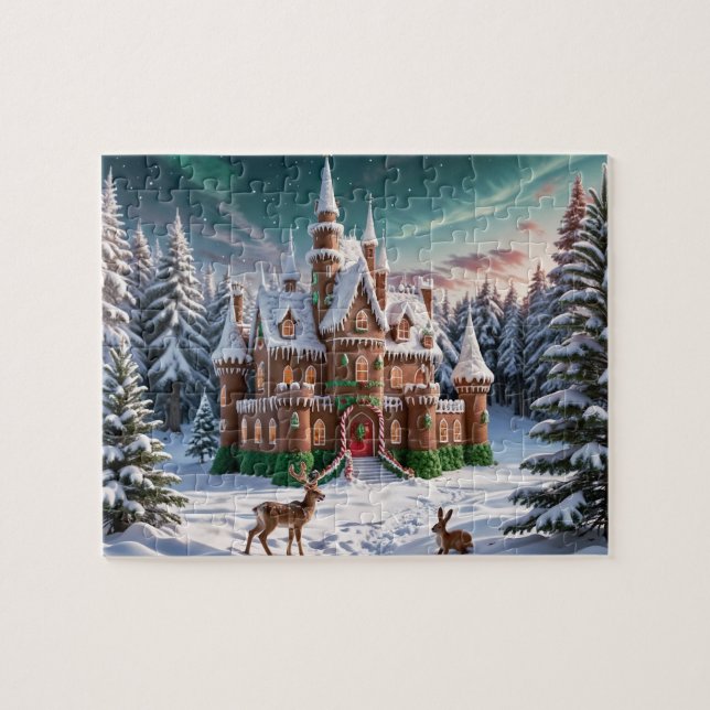 Pepparkaksslottet från Julskogen Pussel (Horisontell)