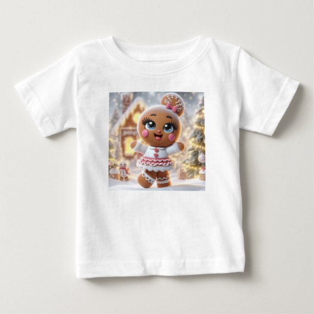 Pepparkakssnöflinga Glitter T Shirt (Framsida)
