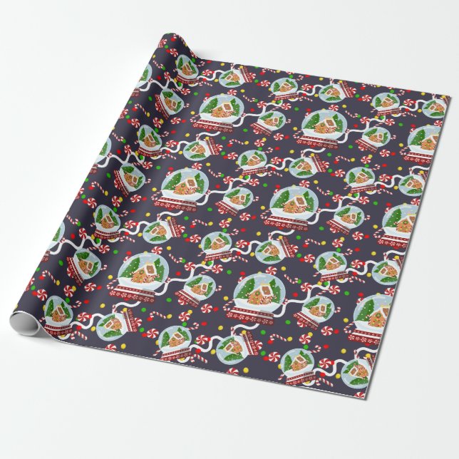 Pepparkakssnöglobbar Presentpapper (Utrullad)