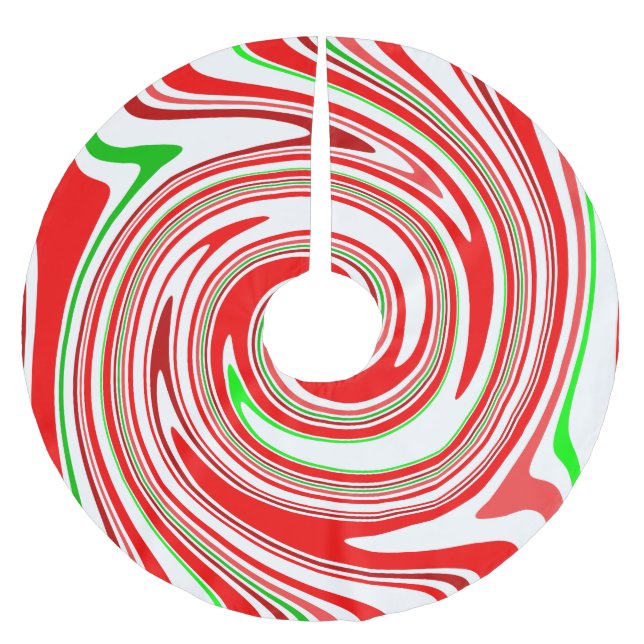 Pepparkakssockersnurr Pepparmint Röd Vit Grön Julgransmatta Borstad Polyester (Framsidan)
