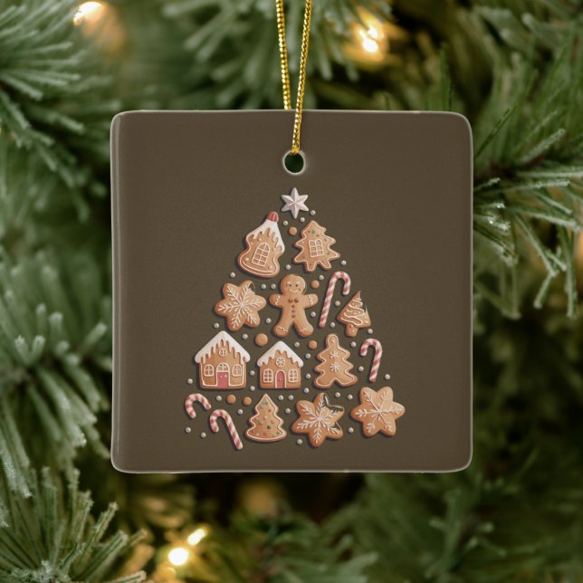 Pepparkakssöt julgran vinterbagare julgransprydnad keramik (Träd)