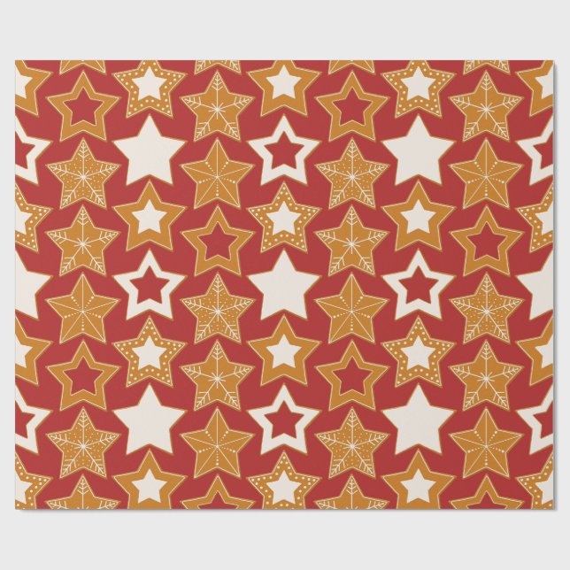 Pepparkaksstjärnor (jul) presentpapper (Platt)