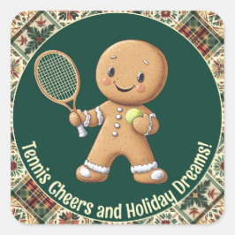 Pepparkakstennis Grand Slam 🎾🎄anpassad text Fyrkantigt Klistermärke