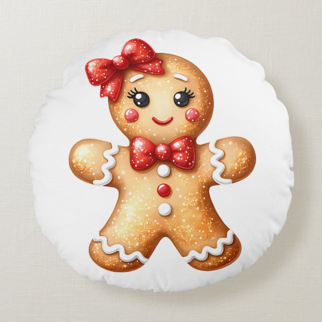 Pepparkakstjej Rund Kudde (Framsidan)