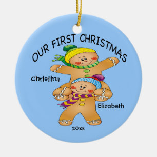 Pepparkakstvillingar Baby's First Christmas Orname Julgransprydnad Keramik